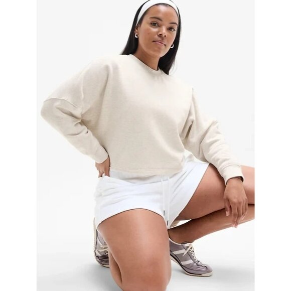 Athleta XL Easy Fleece Dolman Crop Sweatshirt Toasted Brown Heather X-Large - Picture 4 of 6